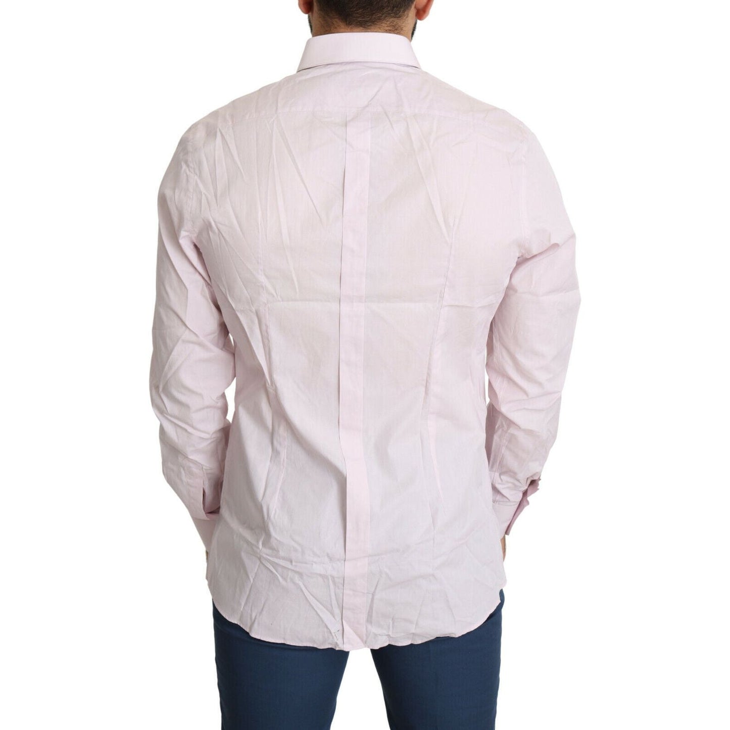 Dolce & Gabbana Light Pink Cotton Formal GOLD Dress Shirt Dolce & Gabbana