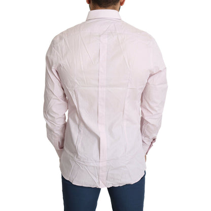 Dolce & Gabbana Light Pink Cotton Formal GOLD Dress Shirt Dolce & Gabbana