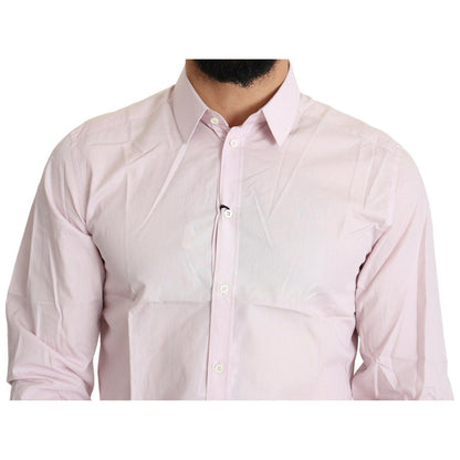 Dolce & Gabbana Light Pink Cotton Formal GOLD Dress Shirt Dolce & Gabbana