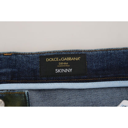 Dolce & Gabbana Blue Green Skinny Cotton Denim Jeans