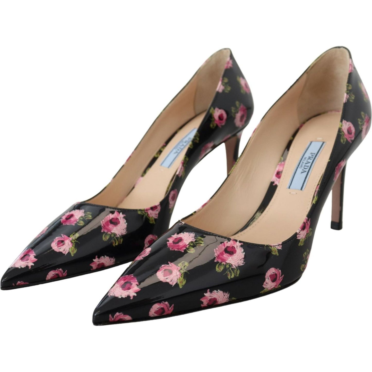 Prada Elegant Floral Print Leather Pumps Prada