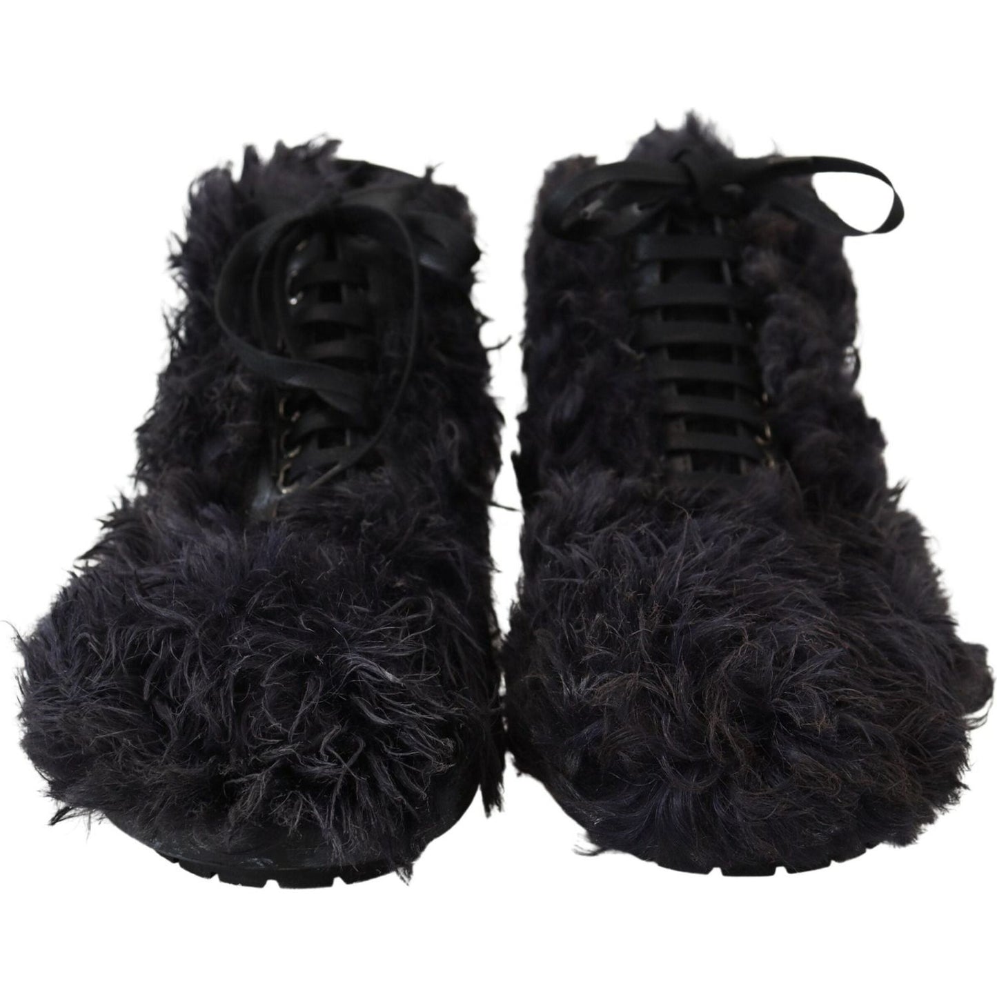 Dolce & Gabbana Black Leather Shearling Ankle Boots Dolce & Gabbana