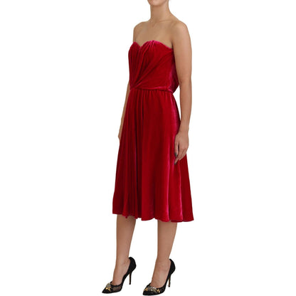 Dolce & Gabbana Pink Viscose Stretch Strapless A-line Dress