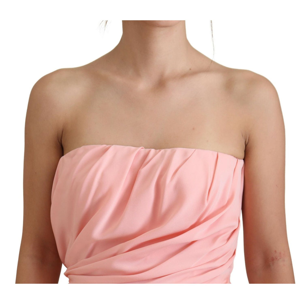 Dolce & Gabbana Pink Silk Stretch Strapless Sheath Dress