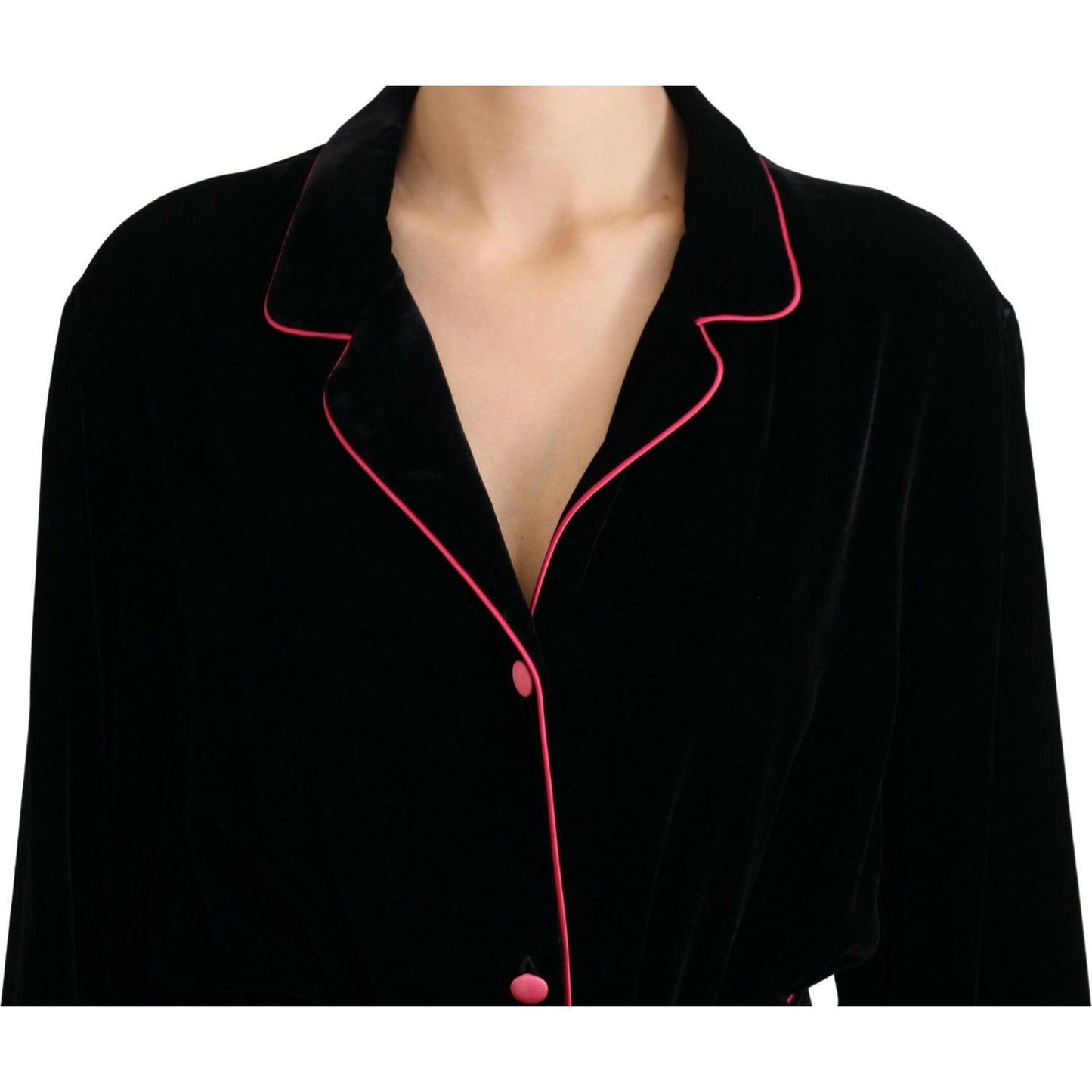 Dolce & Gabbana Black Button Belted Blazer Viscose Jacket Dolce & Gabbana