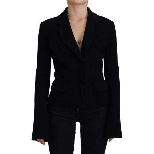 Dolce & Gabbana Black Button Cardigan Blazer Viscose Jacket Dolce & Gabbana