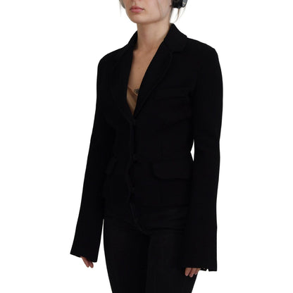Dolce & Gabbana Black Button Cardigan Blazer Viscose Jacket Dolce & Gabbana