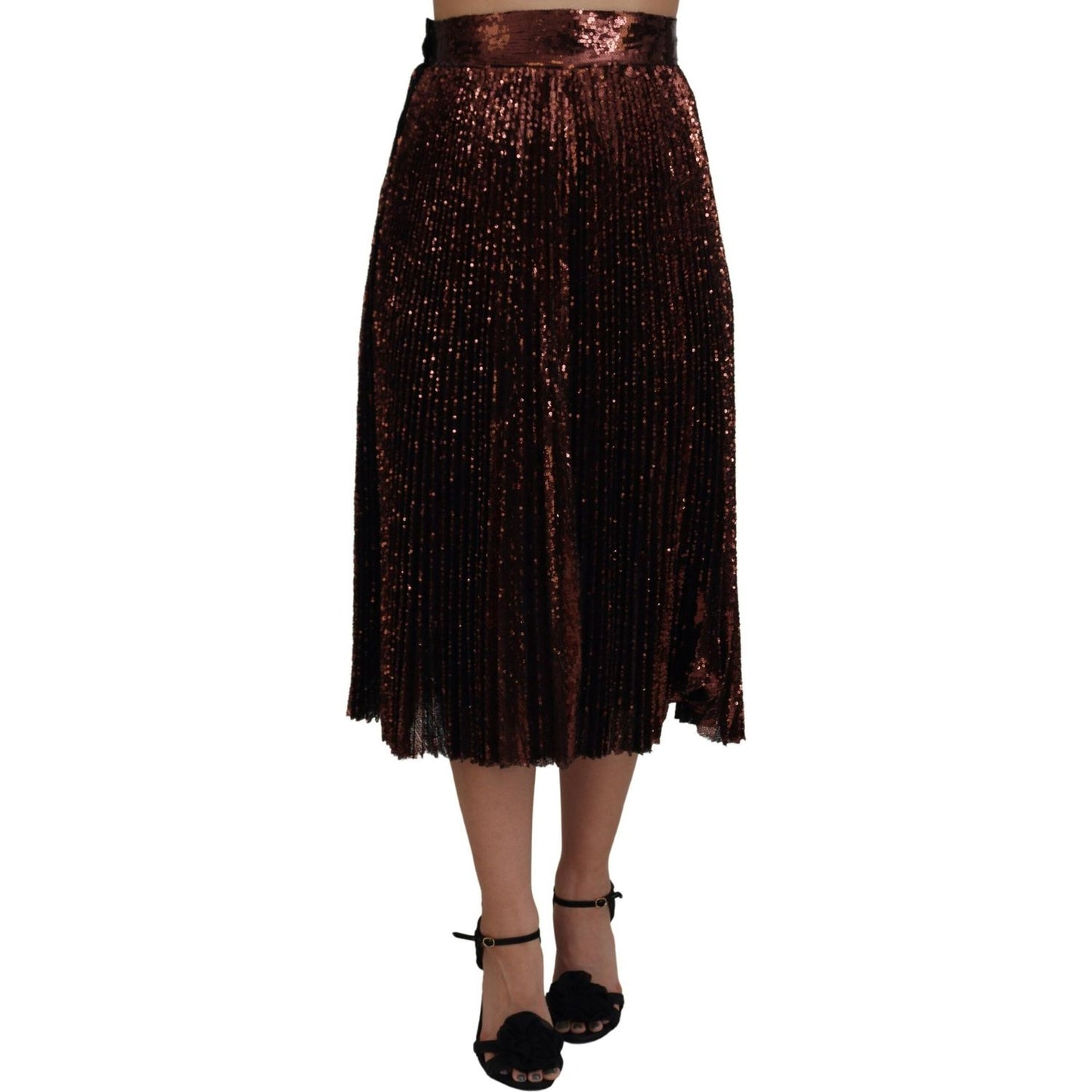 Dolce & Gabbana Bronze Sequined High Waist A-line Maxi Skirt Dolce & Gabbana
