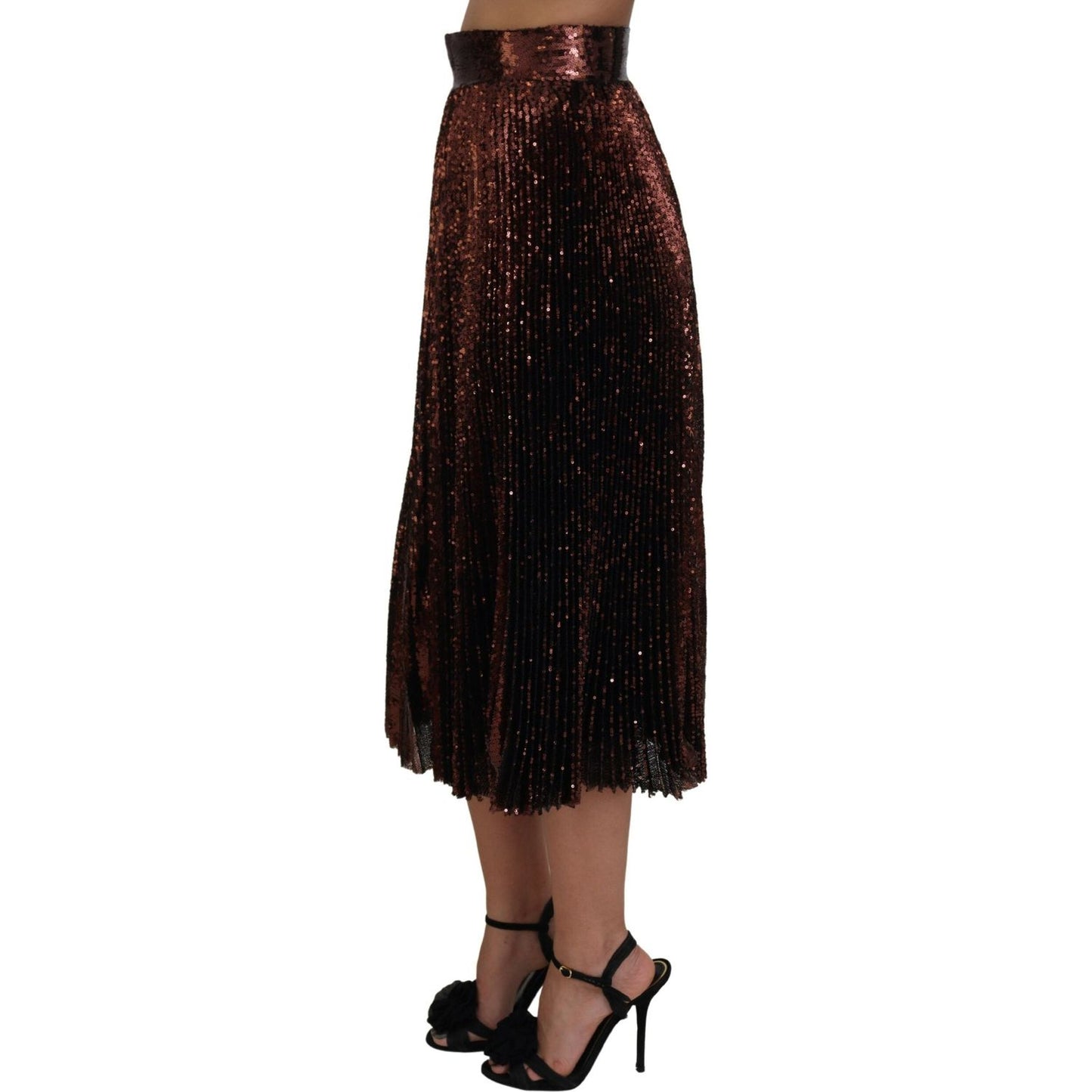 Dolce & Gabbana Bronze Sequined High Waist A-line Maxi Skirt Dolce & Gabbana