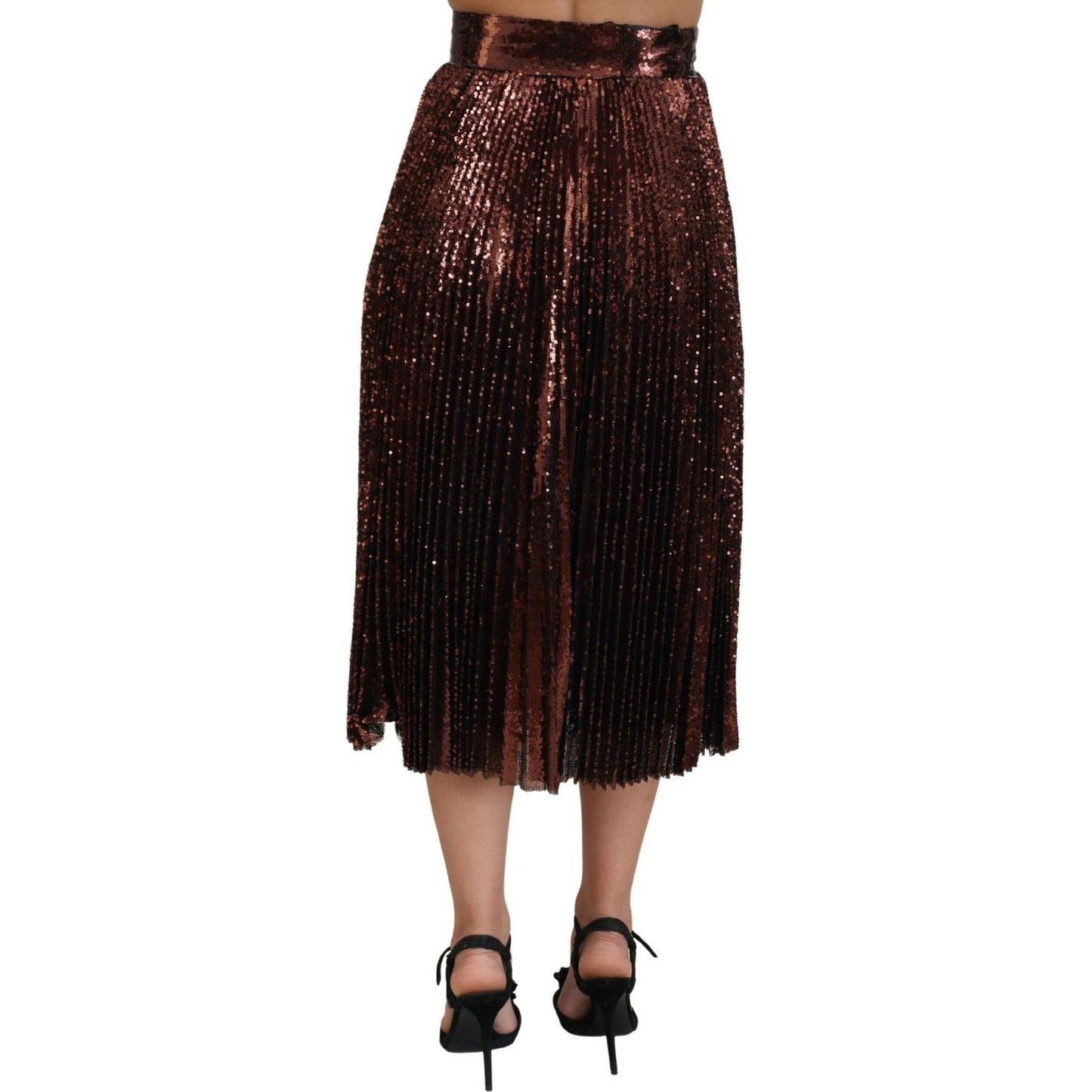 Dolce & Gabbana Bronze Sequined High Waist A-line Maxi Skirt Dolce & Gabbana