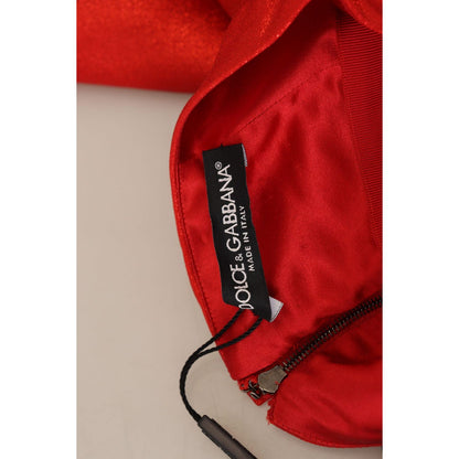 Dolce & Gabbana Metallic Red High Waist Polyester Mini Skirt