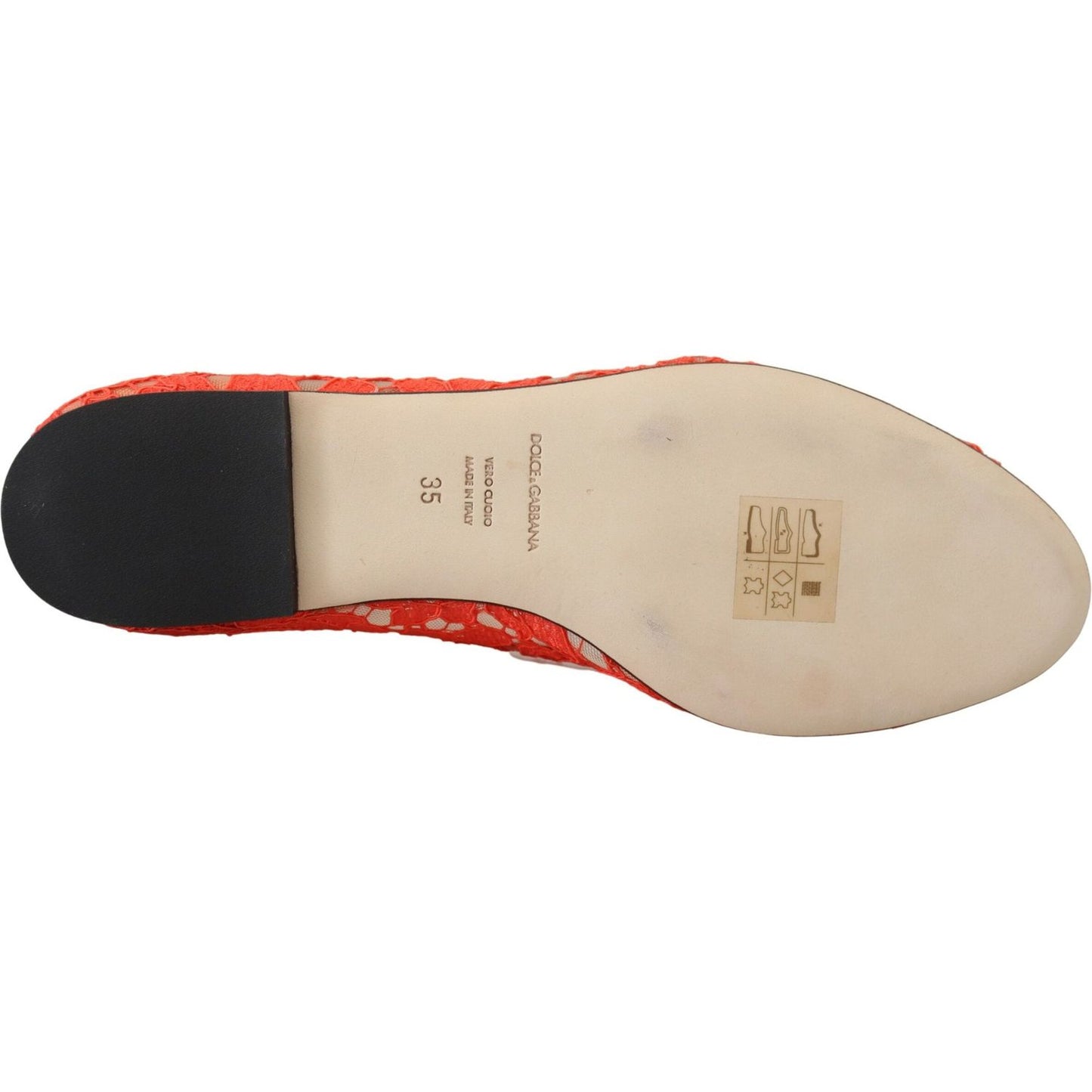 Dolce & Gabbana Elegant Lace Vally Flats in Coral Red Dolce & Gabbana