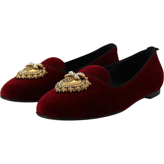 Dolce & Gabbana Bordeaux Velvet Devotion Loafers Dolce & Gabbana