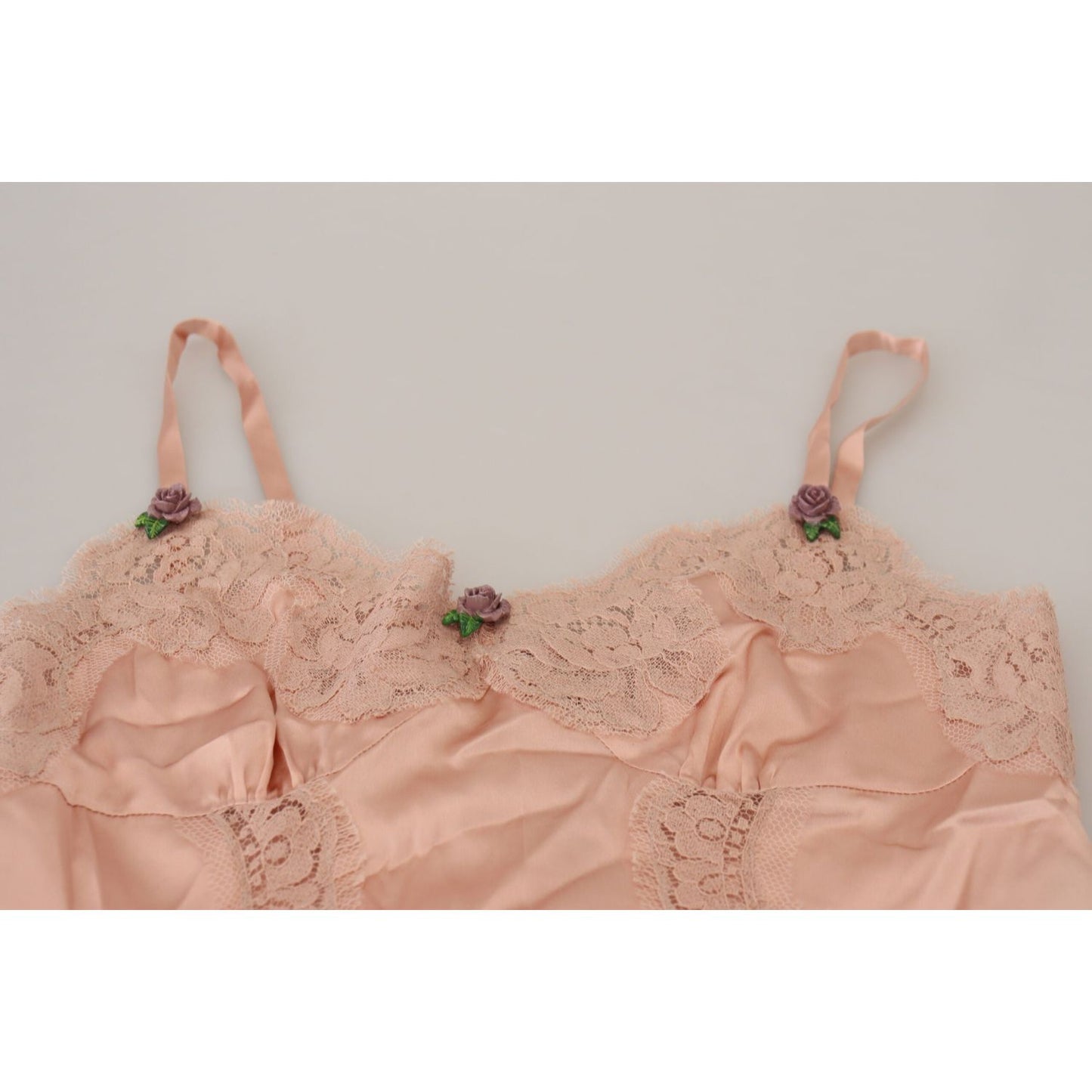 Dolce & Gabbana Pink Satin Lace Roses Tank Top Lingerie