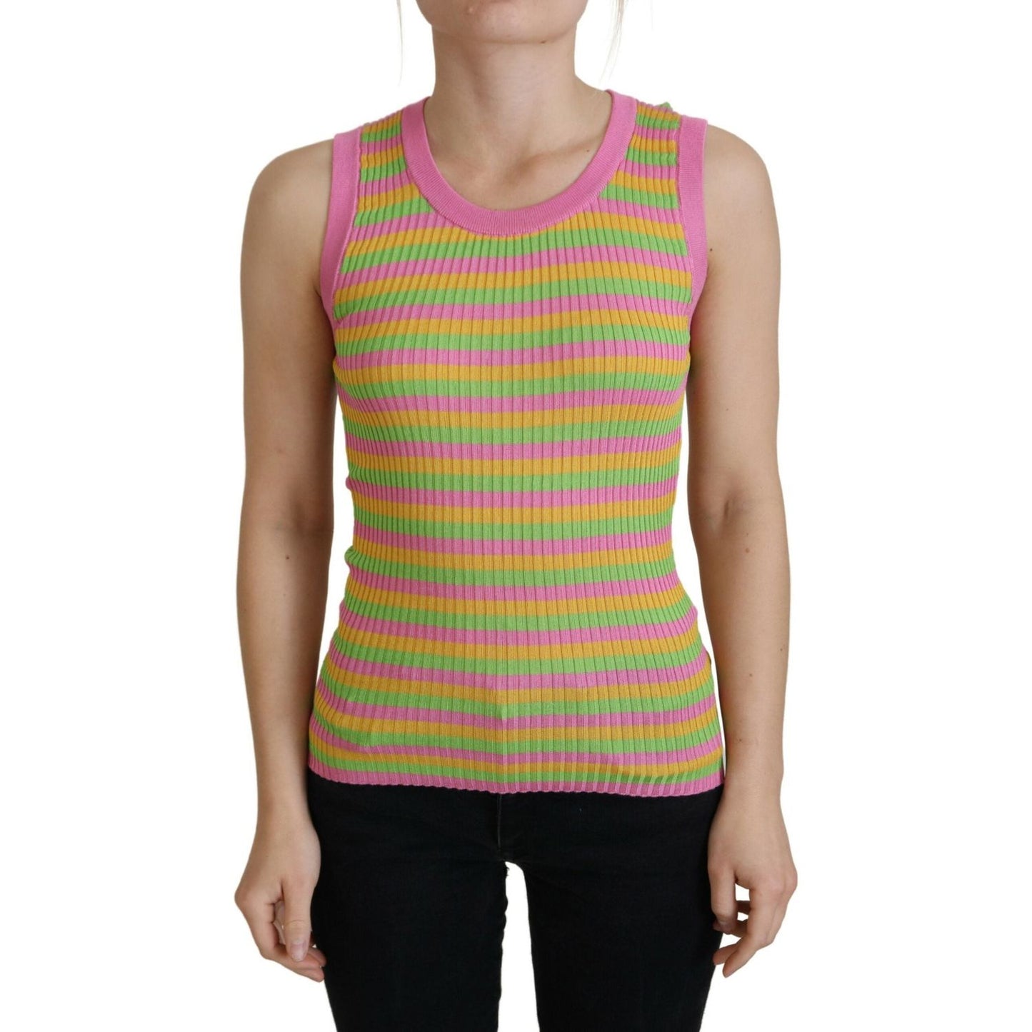 Dolce & Gabbana Multicolor Silk Vest Pullover Tank Top 1728,67345645728,Clothing,Dolce & Gabbana,IT36 | XS,IT38|XS,IT40|S,IT42|M,IT44 | L,Material: 100% Silk,Multicolor,New with tags,Sleeveless - T-Shirts - Clothing,T-Shirts - Clothing,Tank Tops - T-Shirt