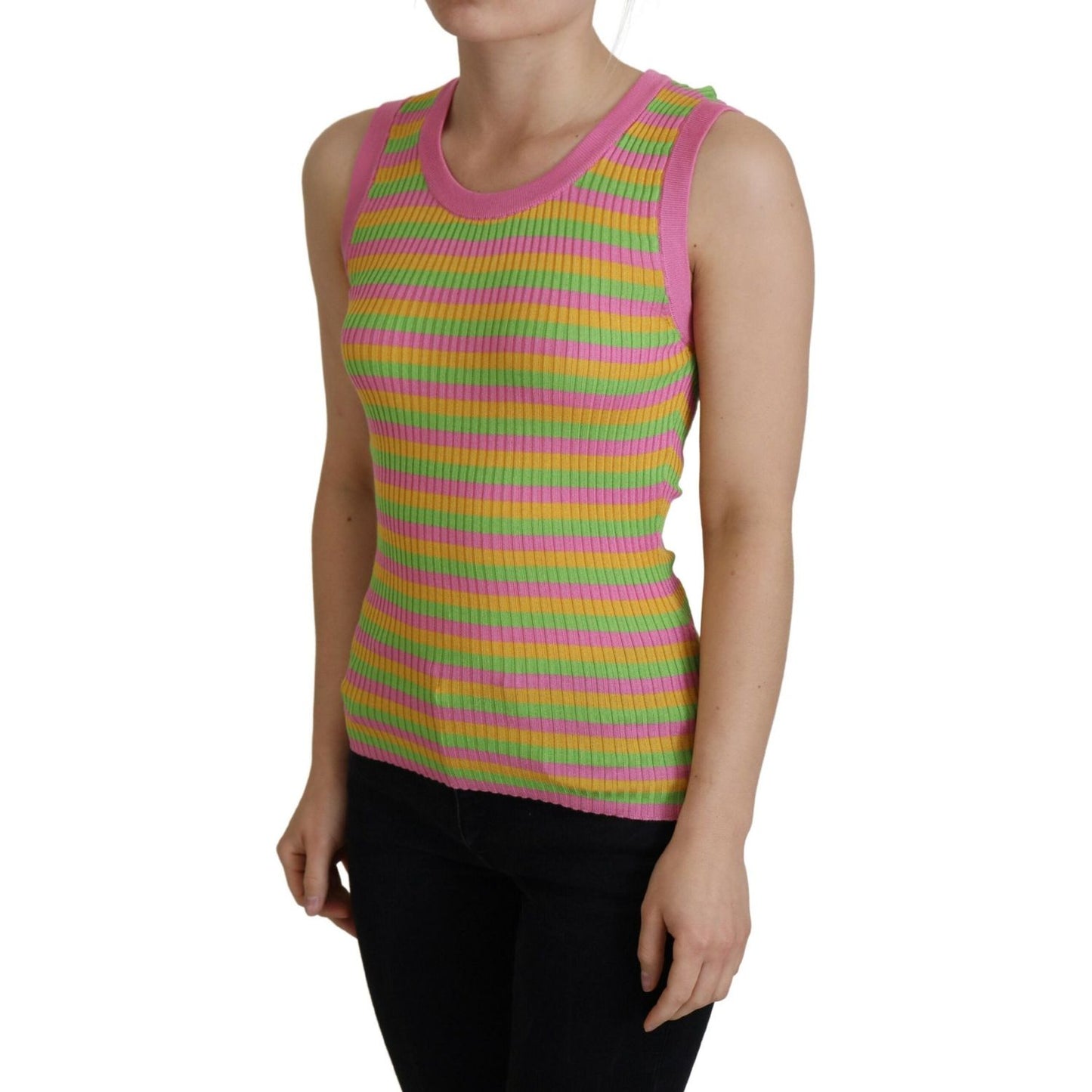 Dolce & Gabbana Multicolor Silk Vest Pullover Tank Top 1728,67345645728,Clothing,Dolce & Gabbana,IT36 | XS,IT38|XS,IT40|S,IT42|M,IT44 | L,Material: 100% Silk,Multicolor,New with tags,Sleeveless - T-Shirts - Clothing,T-Shirts - Clothing,Tank Tops - T-Shirt