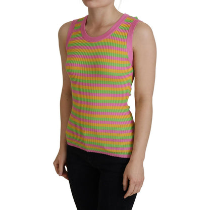 Dolce & Gabbana Multicolor Silk Vest Pullover Tank Top 1728,67345645728,Clothing,Dolce & Gabbana,IT36 | XS,IT38|XS,IT40|S,IT42|M,IT44 | L,Material: 100% Silk,Multicolor,New with tags,Sleeveless - T-Shirts - Clothing,T-Shirts - Clothing,Tank Tops - T-Shirt