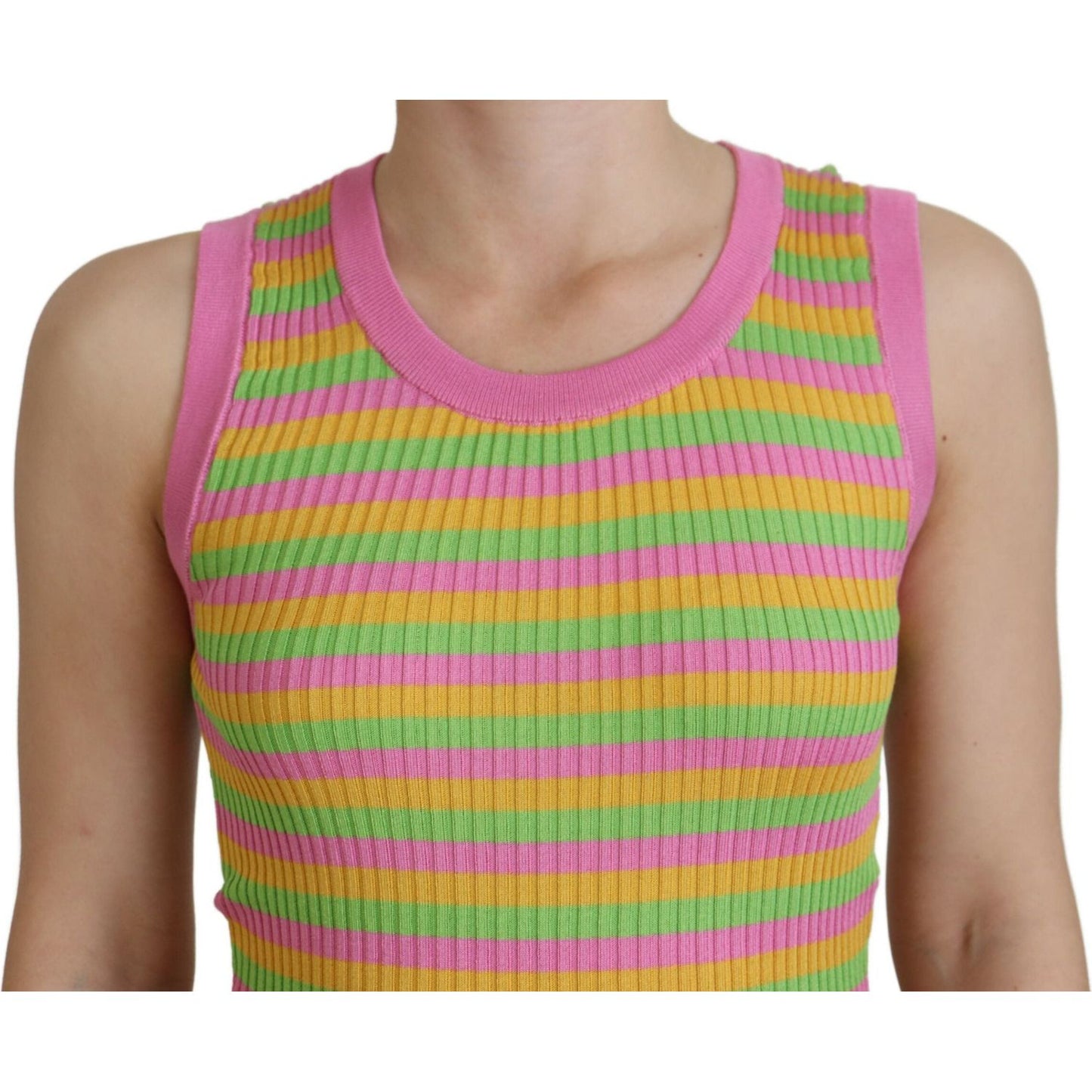 Dolce & Gabbana Multicolor Silk Vest Pullover Tank Top 1728,67345645728,Clothing,Dolce & Gabbana,IT36 | XS,IT38|XS,IT40|S,IT42|M,IT44 | L,Material: 100% Silk,Multicolor,New with tags,Sleeveless - T-Shirts - Clothing,T-Shirts - Clothing,Tank Tops - T-Shirt