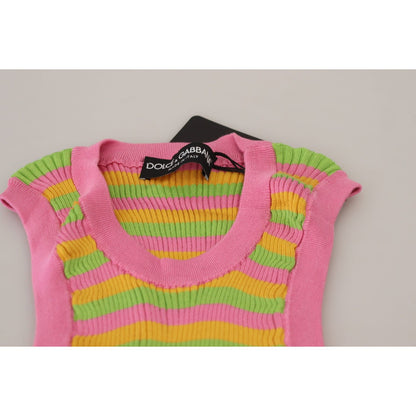 Dolce & Gabbana Multicolor Silk Vest Pullover Tank Top 1728,67345645728,Clothing,Dolce & Gabbana,IT36 | XS,IT38|XS,IT40|S,IT42|M,IT44 | L,Material: 100% Silk,Multicolor,New with tags,Sleeveless - T-Shirts - Clothing,T-Shirts - Clothing,Tank Tops - T-Shirt