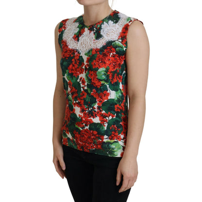 Dolce & Gabbana White Floral Wool Lace Vest Tank Top