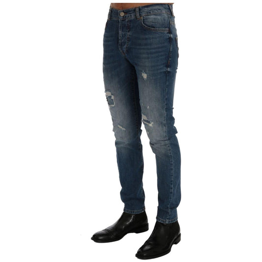 Frankie Morello Svelte Italian Denim - Slim Fit Blue Jeans Frankie Morello