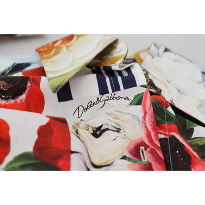 Dolce & Gabbana Multicolor Floral Cotton Collared Blouse Top