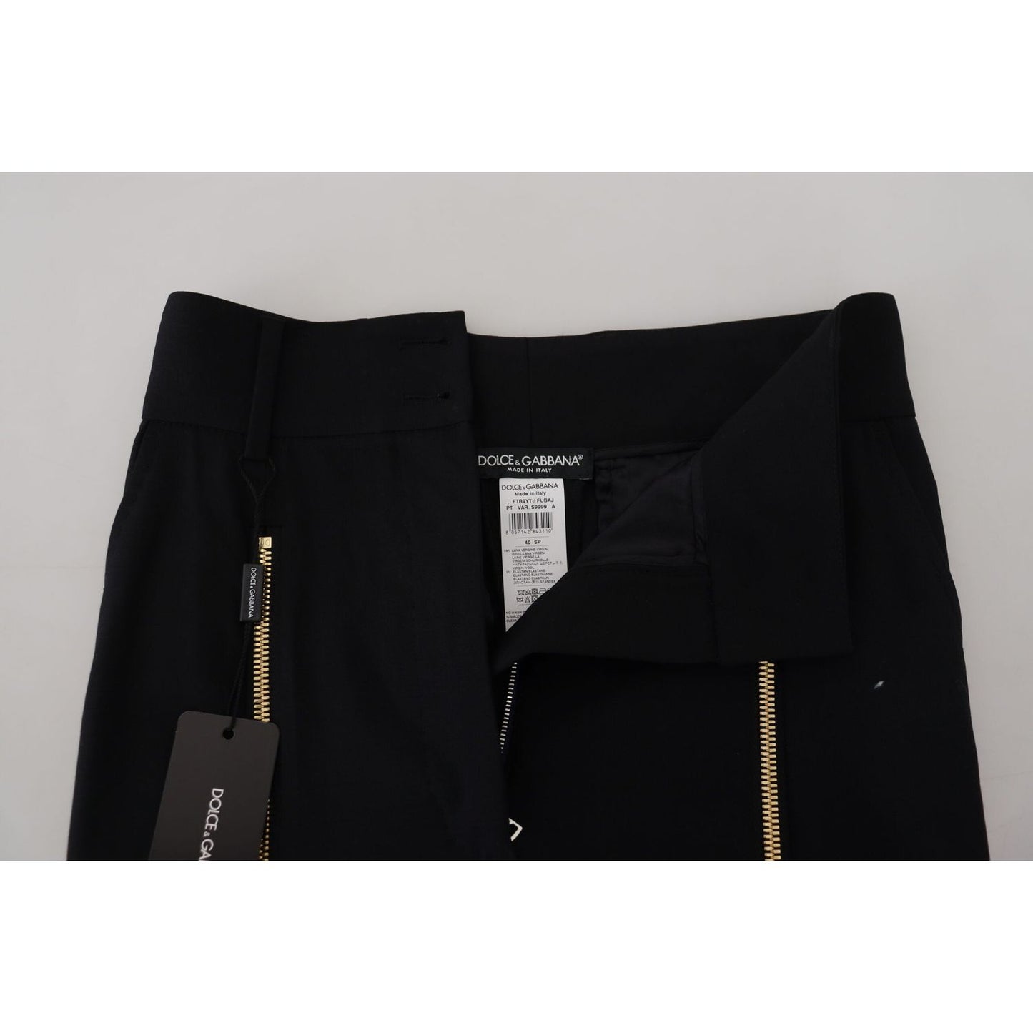Dolce & Gabbana Black Wool High Waist Tapered Pants