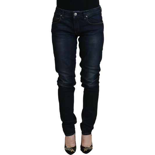 Acht Blue Cotton Skinny Low Waist Women Casual Denim Jeans Acht