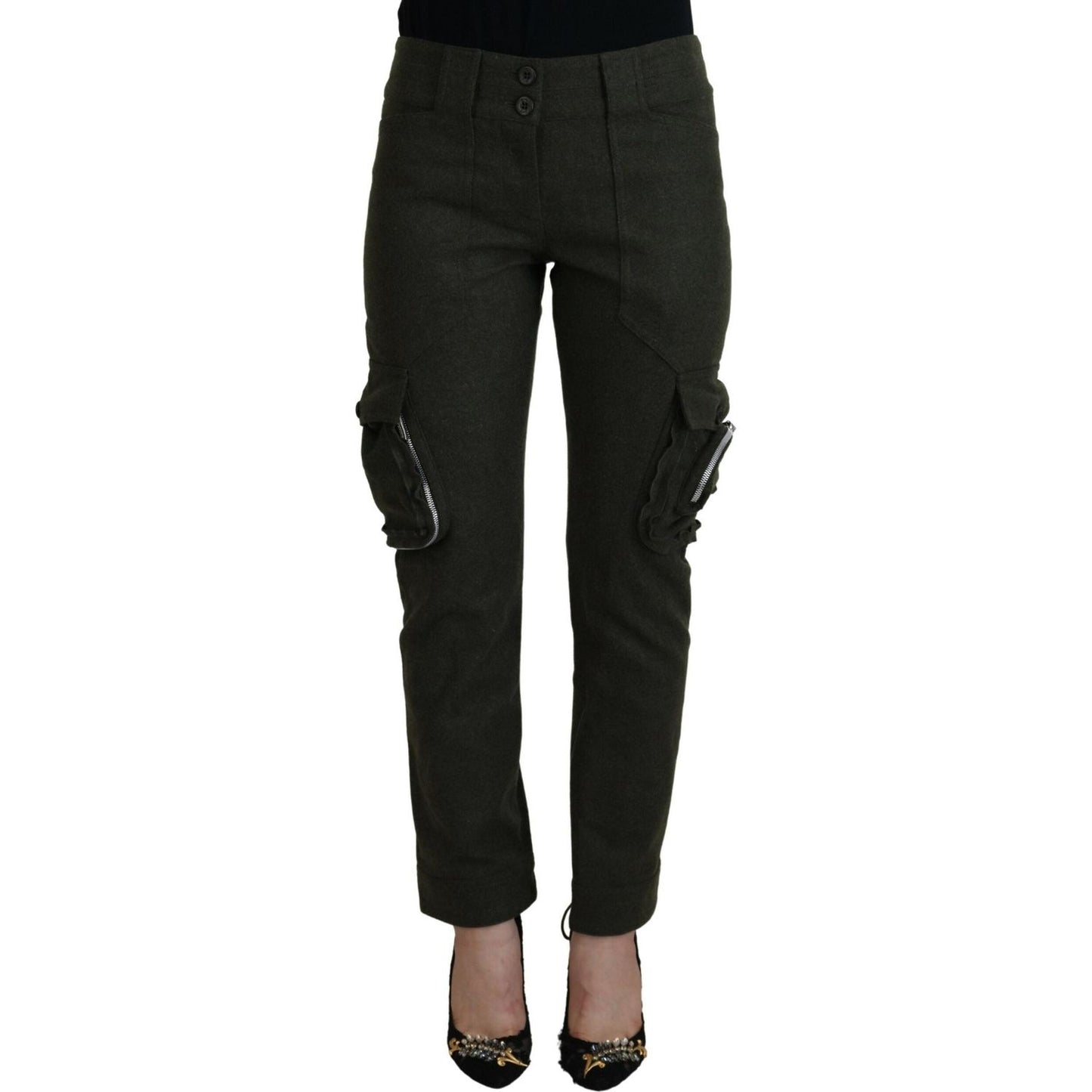 Ermanno Scervino Elegant Tapered Green Wool-Blend Pants Ermanno Scervino