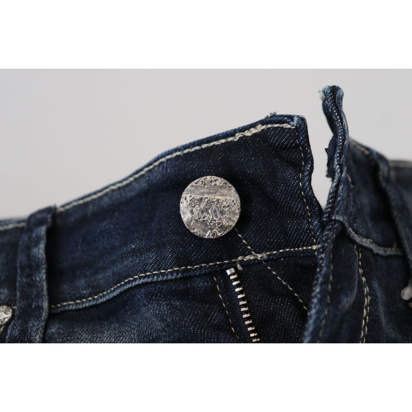 Acht Blue Washed Cotton Slim Fit Women Denim Jeans