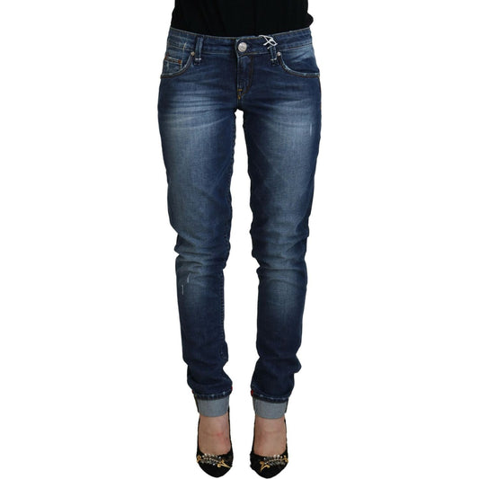Acht Blue Washed Cotton Slim Fit Women Denim Jeans Acht