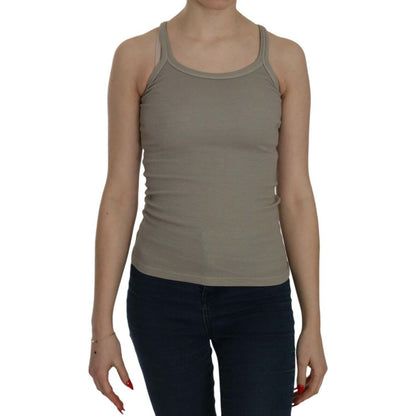 PINK MEMORIES Beige Sleeveless Spaghetti Strap Tank Blouse