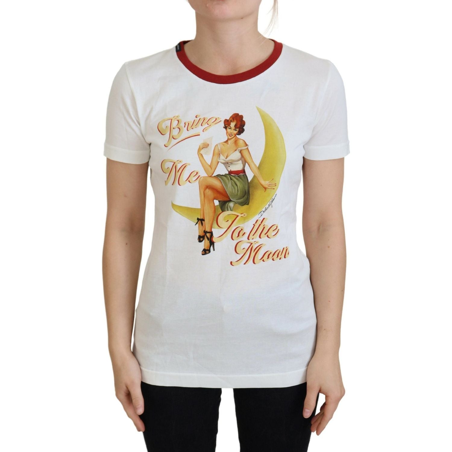 بلوزة كاجوال أنيقة من القطن باللون الأبيض من دولتشي آند غابانا