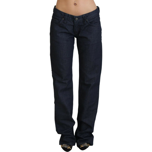 Exte Dark Blue Low Waist Straight Fit Women Denim Jeans Exte