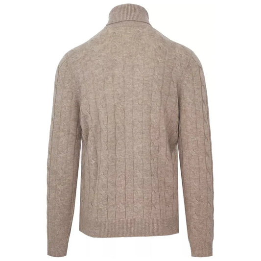 Malo Elegant Beige Wool-Cashmere Turtleneck Sweater Malo