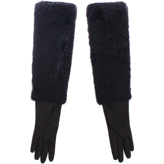 Dolce & Gabbana Elegant Elbow-Length Beaver Fur Gloves Dolce & Gabbana