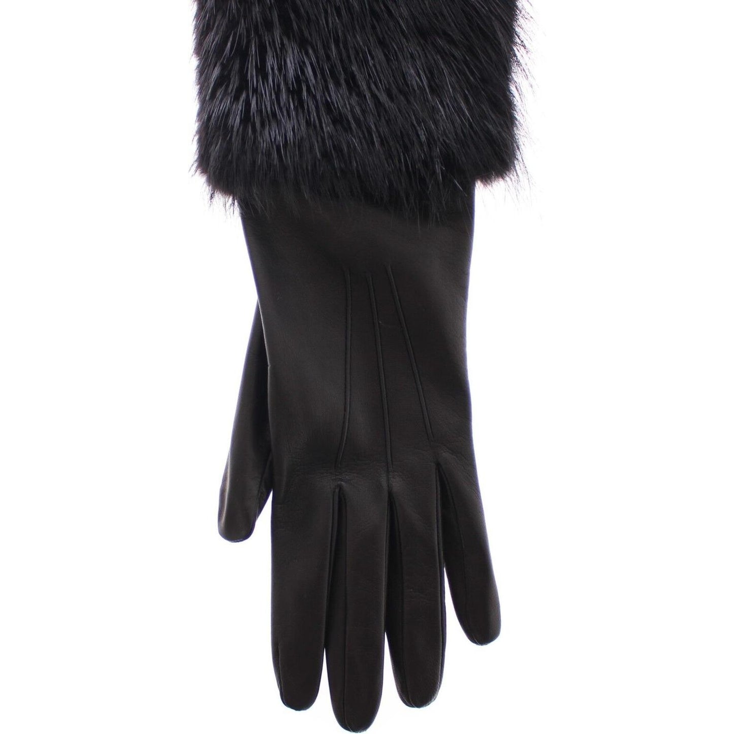 Dolce & Gabbana Elegant Elbow-Length Beaver Fur Gloves Dolce & Gabbana