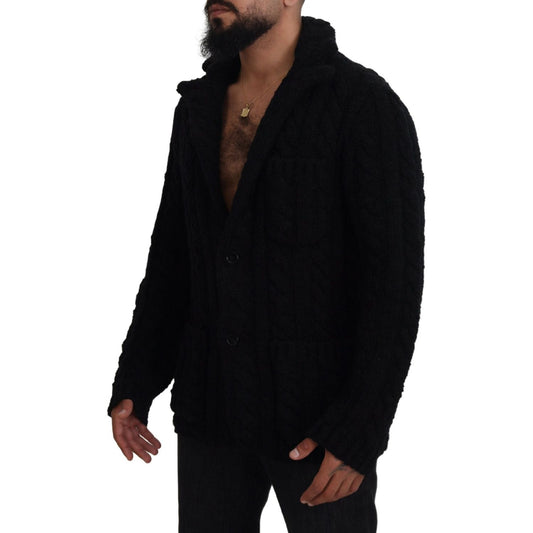 Dolce & Gabbana Elegant Black Wool-Cashmere Cardigan Sweater Dolce & Gabbana