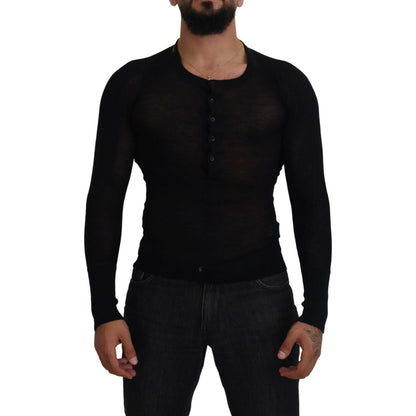 Dolce & Gabbana Black Cashmere Button Pullover Sweater 1728,67345645728,Black,Cashmere - Sweaters - Clothing,Clothing,Dolce & Gabbana,IT44 | XS,Material: 100% cashmere,Men,Men - Clothing,New with tags,Sweaters - Clothing,Sweaters - Men - Clothing,Sweatshi