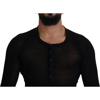 Dolce & Gabbana Black Cashmere Button Pullover Sweater 1728,67345645728,Black,Cashmere - Sweaters - Clothing,Clothing,Dolce & Gabbana,IT44 | XS,Material: 100% cashmere,Men,Men - Clothing,New with tags,Sweaters - Clothing,Sweaters - Men - Clothing,Sweatshi