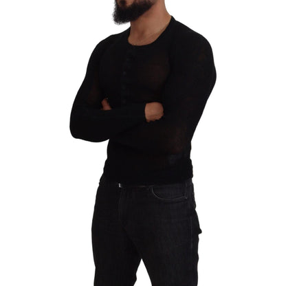 Dolce & Gabbana Black Cashmere Button Pullover Sweater 1728,67345645728,Black,Cashmere - Sweaters - Clothing,Clothing,Dolce & Gabbana,IT44 | XS,Material: 100% cashmere,Men,Men - Clothing,New with tags,Sweaters - Clothing,Sweaters - Men - Clothing,Sweatshi