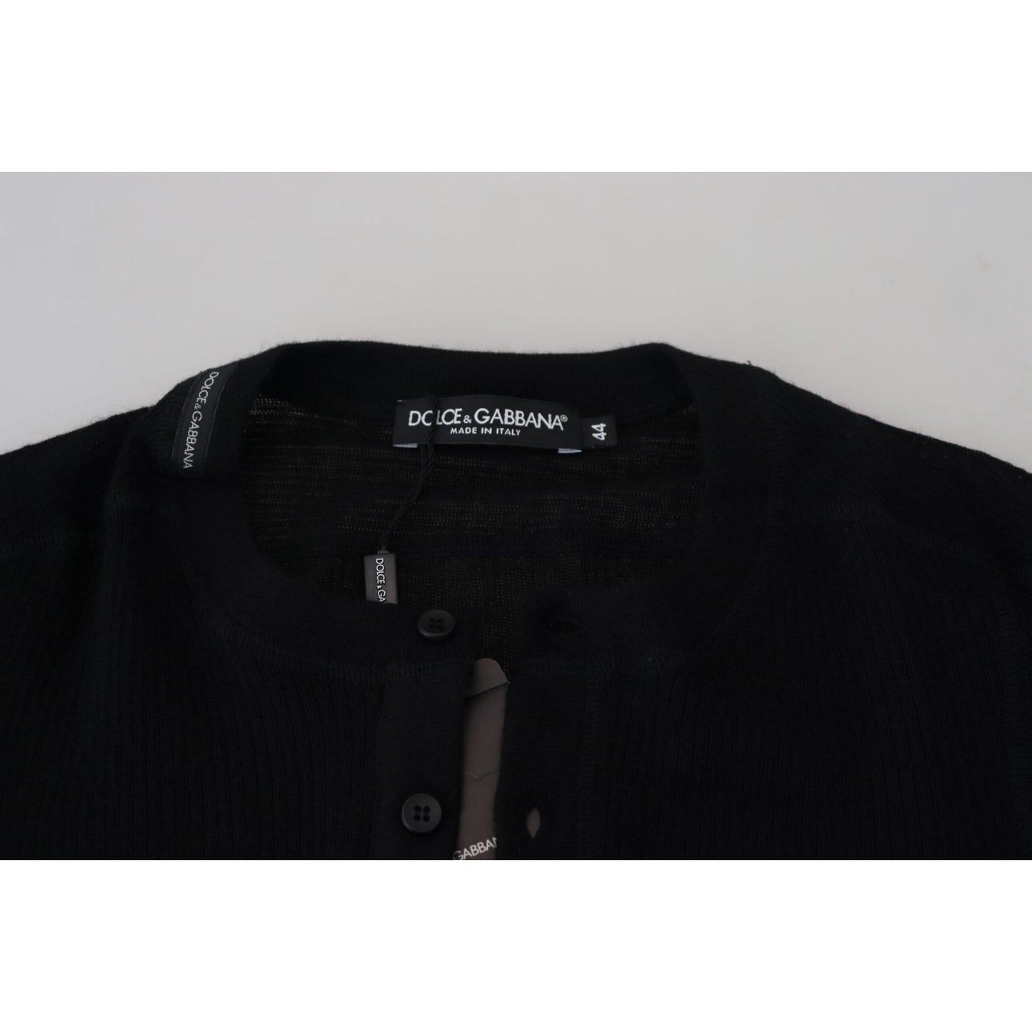 Dolce & Gabbana Black Cashmere Button Pullover Sweater 1728,67345645728,Black,Cashmere - Sweaters - Clothing,Clothing,Dolce & Gabbana,IT44 | XS,Material: 100% cashmere,Men,Men - Clothing,New with tags,Sweaters - Clothing,Sweaters - Men - Clothing,Sweatshi