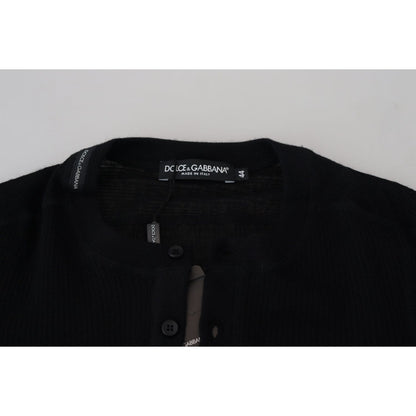 Dolce & Gabbana Black Cashmere Button Pullover Sweater 1728,67345645728,Black,Cashmere - Sweaters - Clothing,Clothing,Dolce & Gabbana,IT44 | XS,Material: 100% cashmere,Men,Men - Clothing,New with tags,Sweaters - Clothing,Sweaters - Men - Clothing,Sweatshi