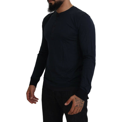 Dolce & Gabbana Blue Cotton Button Crewneck Pullover Sweater 1728,67345645728,Blue,Clothing,Dolce & Gabbana,IT46 | S,Material: 72% Cotton 28% Silk,Men,Men - Clothing,New with tags,Sweaters - Clothing,Sweaters - Men - Clothing,Sweatshirts - Sweaters - Clot