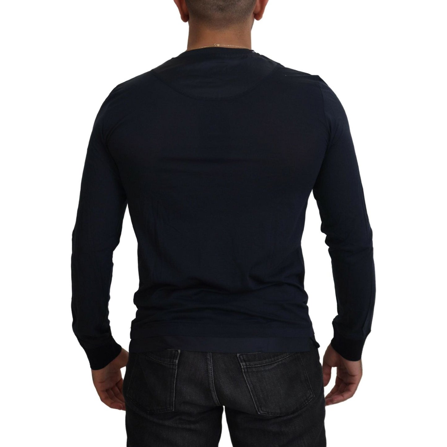 Dolce & Gabbana Blue Cotton Button Crewneck Pullover Sweater 1728,67345645728,Blue,Clothing,Dolce & Gabbana,IT46 | S,Material: 72% Cotton 28% Silk,Men,Men - Clothing,New with tags,Sweaters - Clothing,Sweaters - Men - Clothing,Sweatshirts - Sweaters - Clot