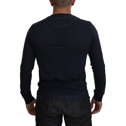 Dolce & Gabbana Blue Cotton Button Crewneck Pullover Sweater 1728,67345645728,Blue,Clothing,Dolce & Gabbana,IT46 | S,Material: 72% Cotton 28% Silk,Men,Men - Clothing,New with tags,Sweaters - Clothing,Sweaters - Men - Clothing,Sweatshirts - Sweaters - Clot