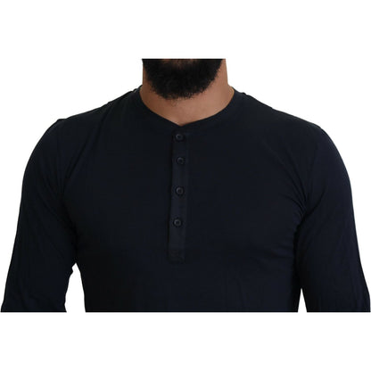 Dolce & Gabbana Blue Cotton Button Crewneck Pullover Sweater 1728,67345645728,Blue,Clothing,Dolce & Gabbana,IT46 | S,Material: 72% Cotton 28% Silk,Men,Men - Clothing,New with tags,Sweaters - Clothing,Sweaters - Men - Clothing,Sweatshirts - Sweaters - Clot