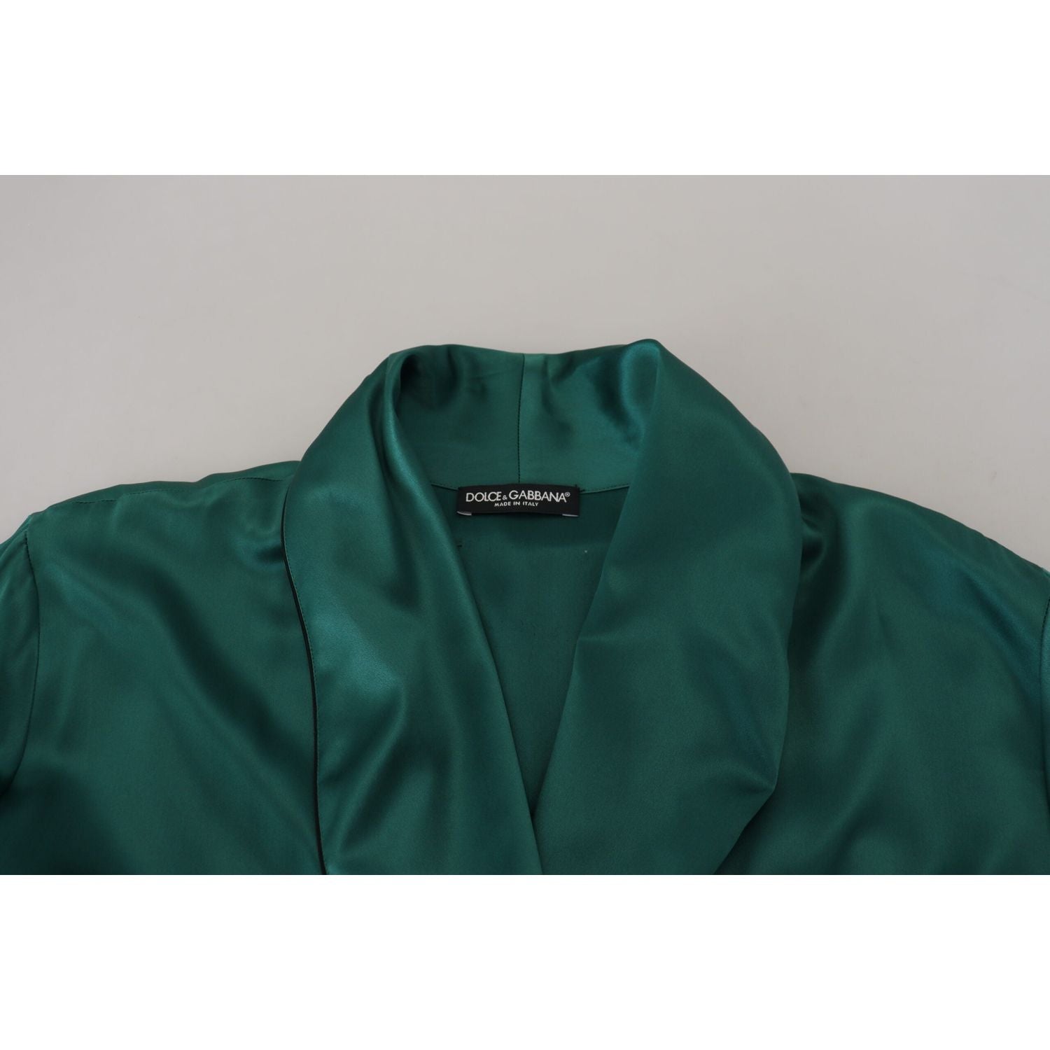 Dolce & Gabbana Green Silk Waist Belt Robe Sleepwear