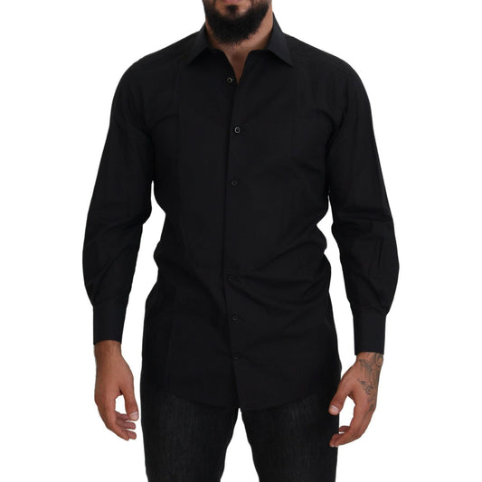 Dolce & Gabbana Black GOLD Cotton Collared Long Sleeve Shirt Dolce & Gabbana