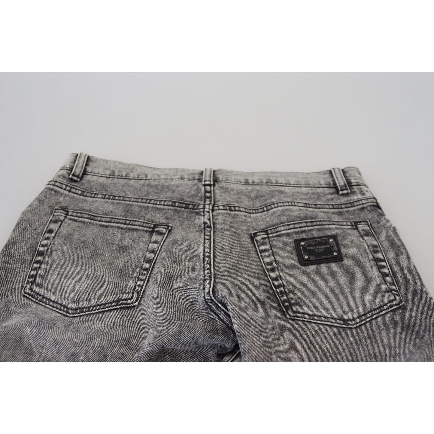 Dolce & Gabbana Grey Washed Cotton Slim Fit Men Denim Jeans
